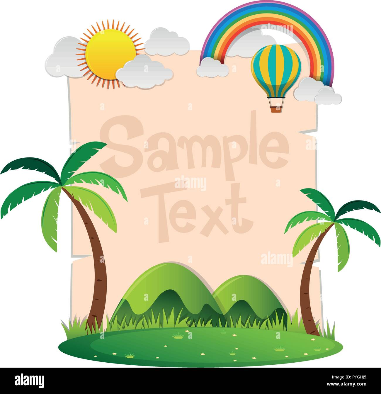 Paper template with park and rainbow illustration Stock Vector Image ...