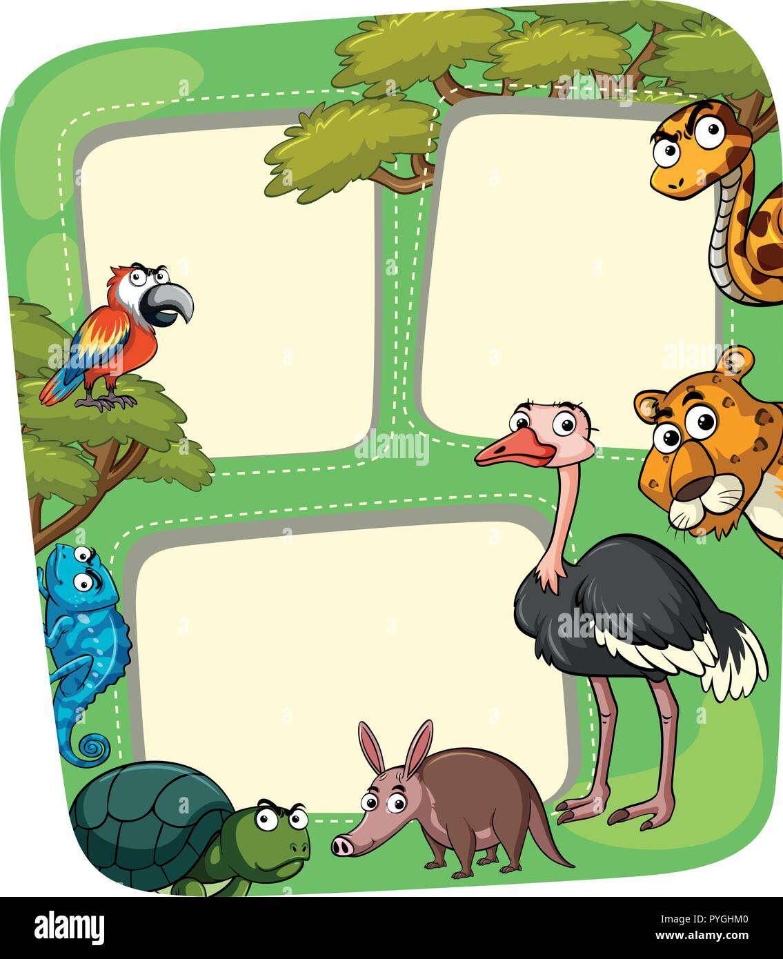 Paper template with wild animals illustration Stock Vector Image & Art ...