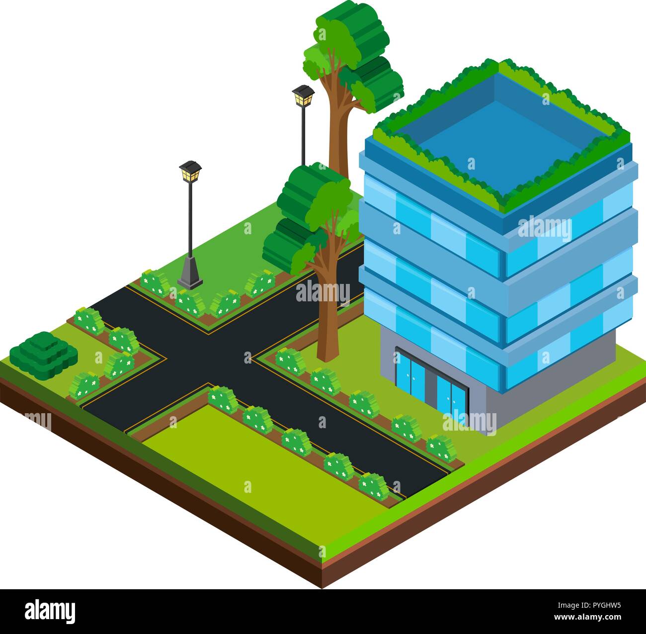 3D design for building on the road illustration Stock Vector Image ...