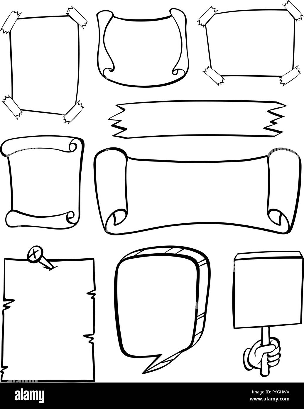 Doodle design for different banners illustration Stock Vector Image