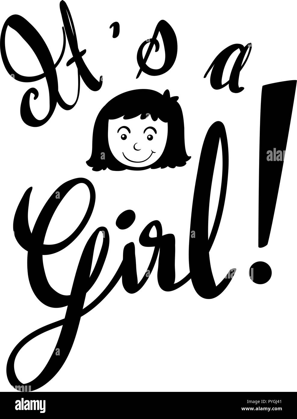 English phrase for it's a girl illustration Stock Vector