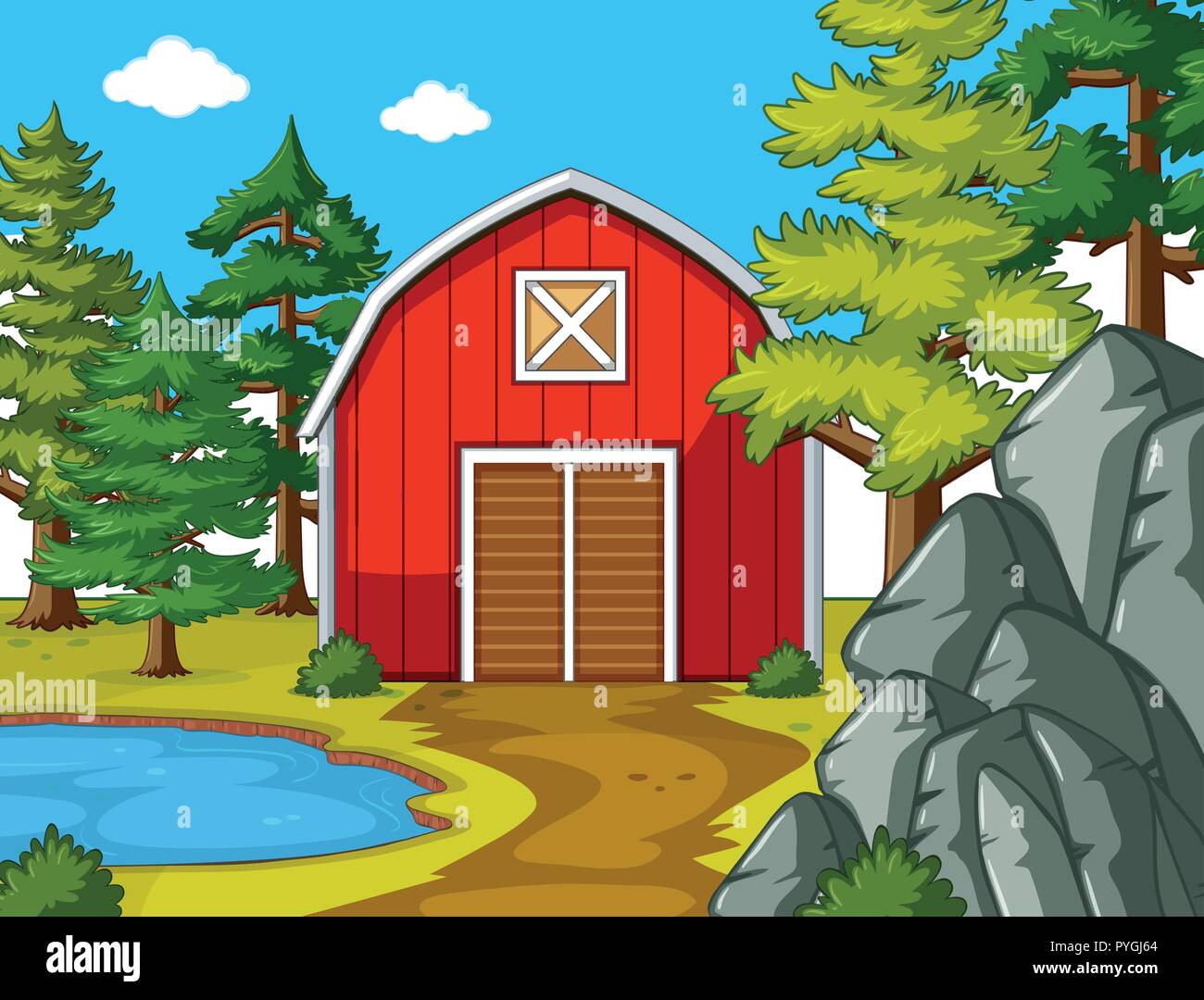 orphan pond scene clipart