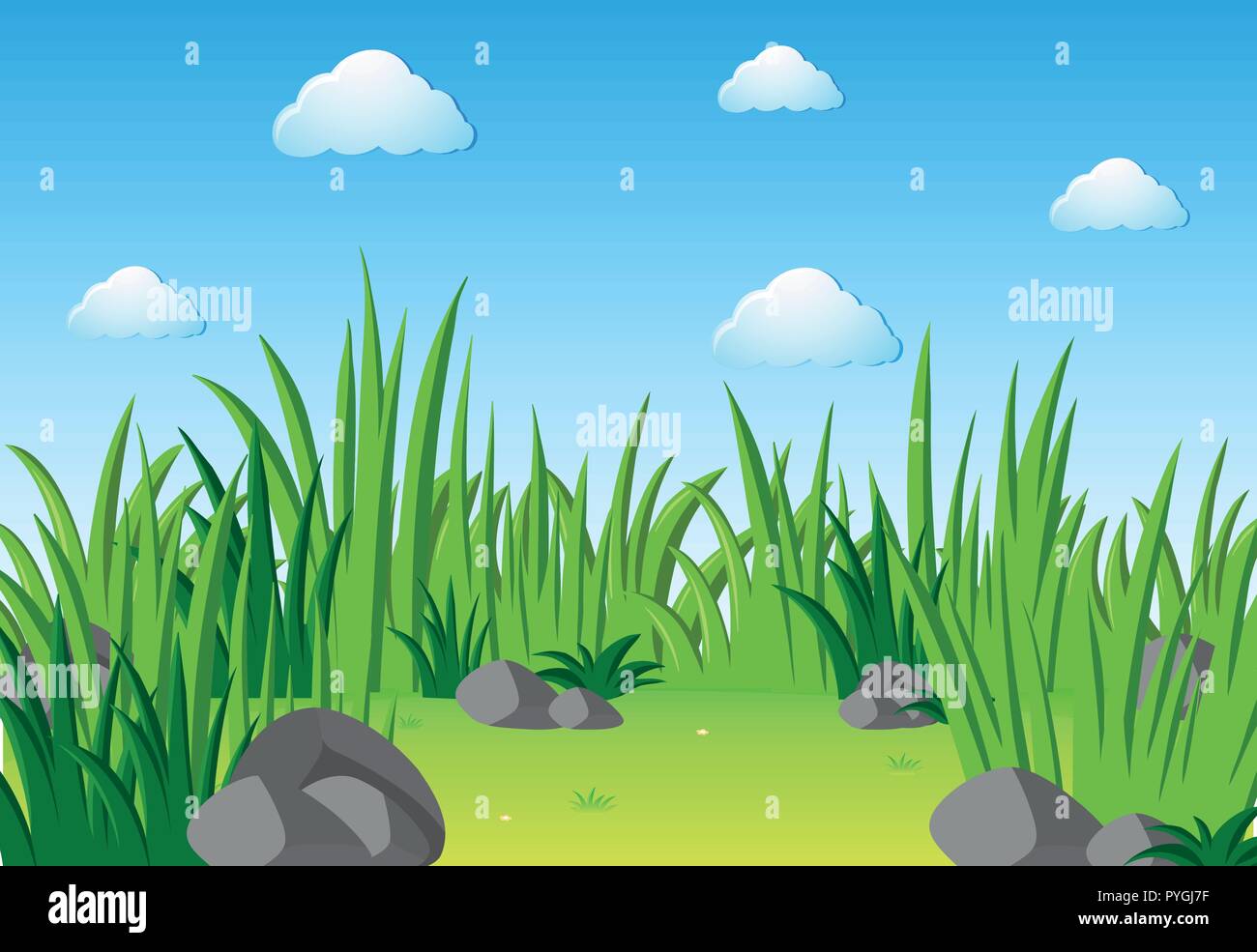 Scene with green grass illustration Stock Vector Image & Art - Alamy