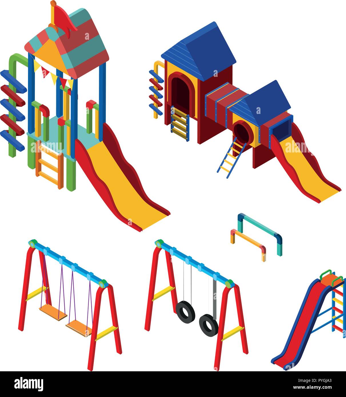 Set of different play stations illustration Stock Vector