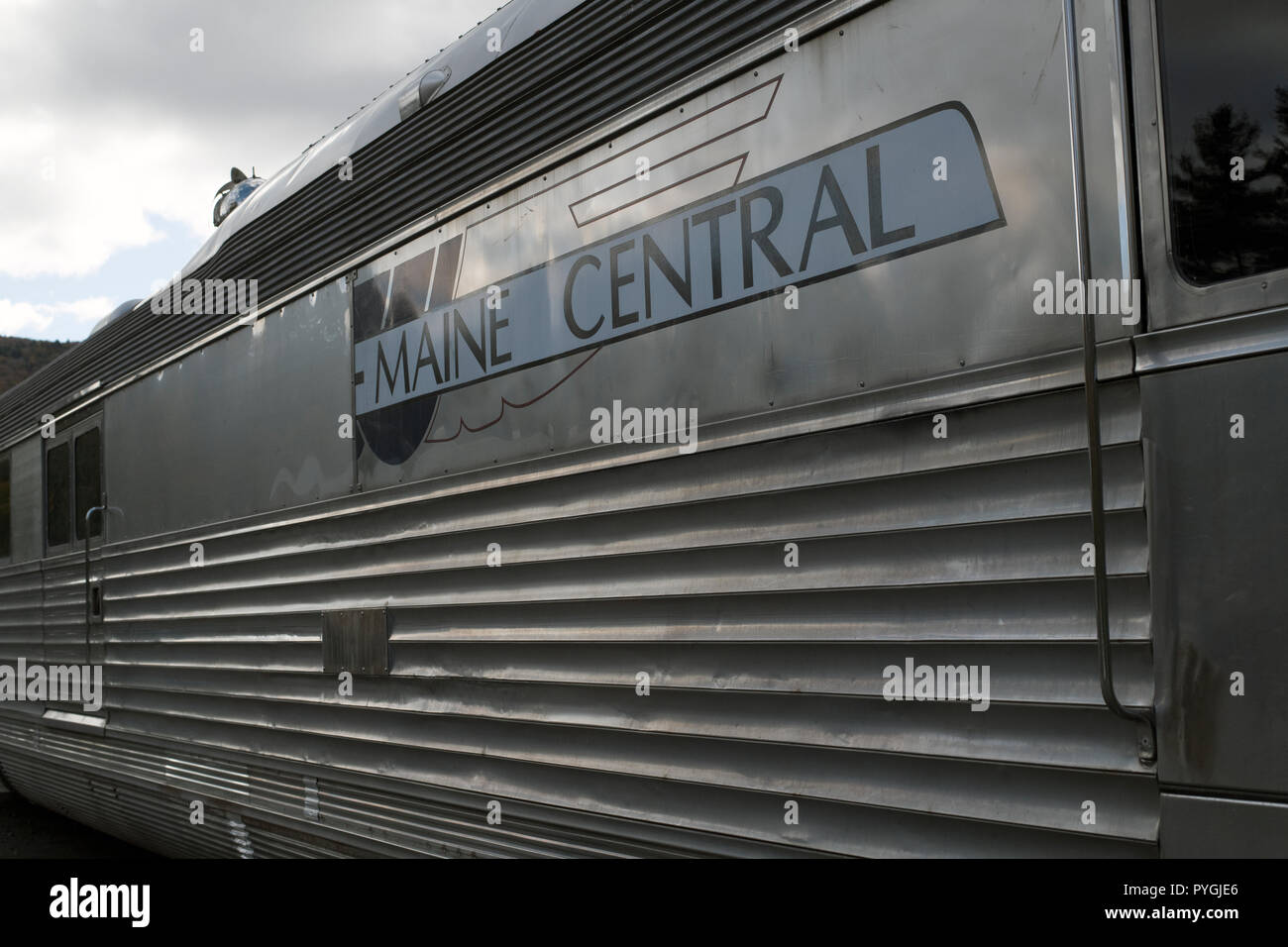 Maine Central railroad cars on exhibit in Lincoln New Hampshire Stock ...