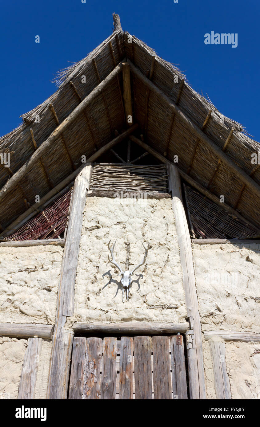 Reconstruction of a neolithic house in Marano Lagunare, Italy Stock Photo