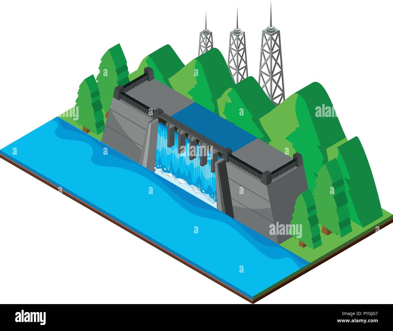 Dam built by the river illustration Stock Vector Image & Art Alamy