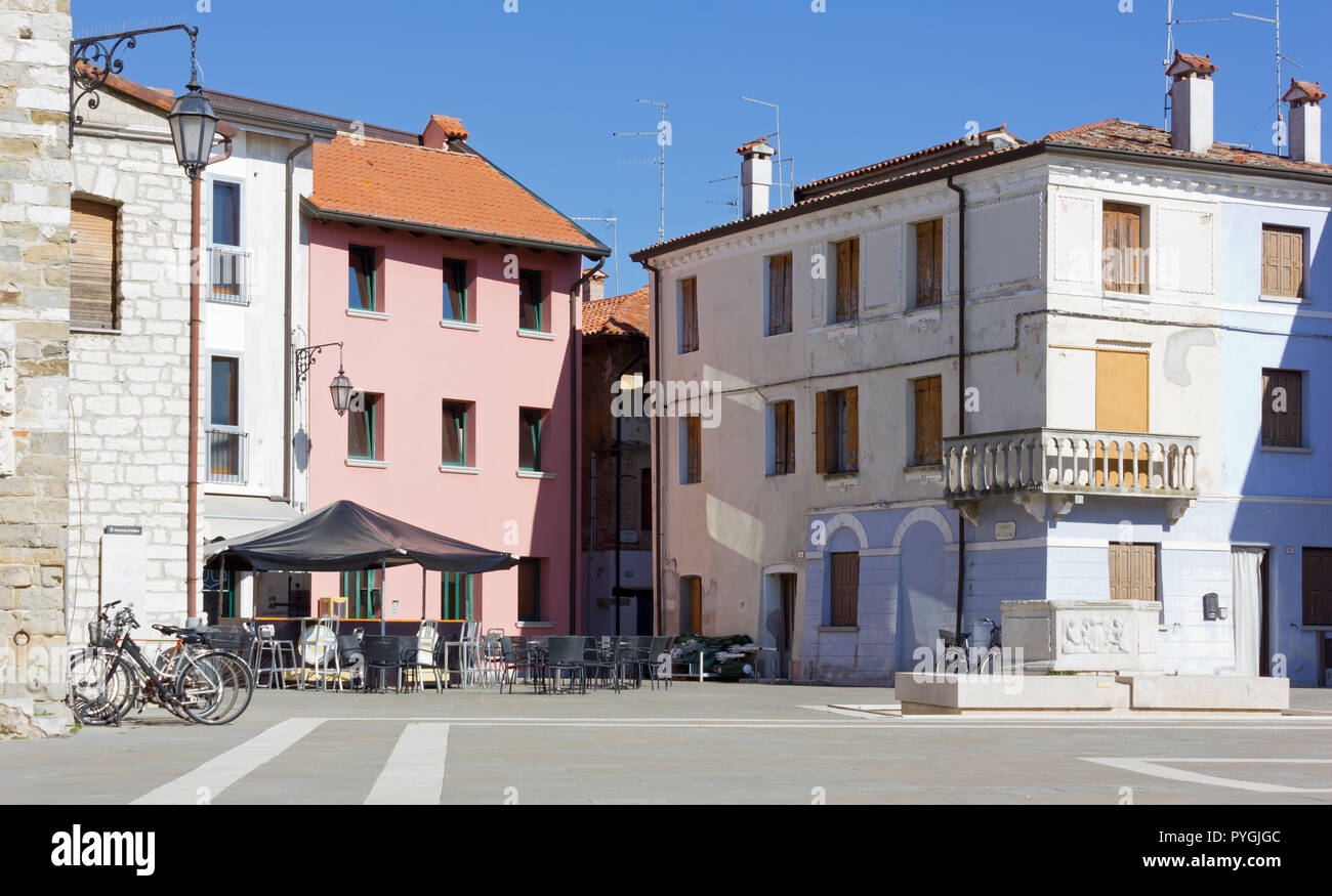 Provveditori square in Marano Lagunare, Italy Stock Photo