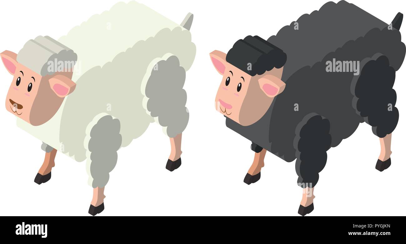 3D design for black and white sheeps illustration Stock Vector Image ...