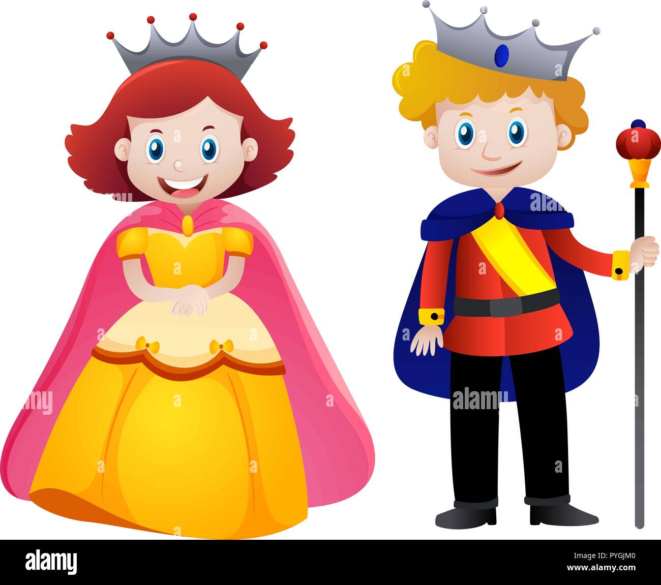 King Queen Cartoon Stock Vector