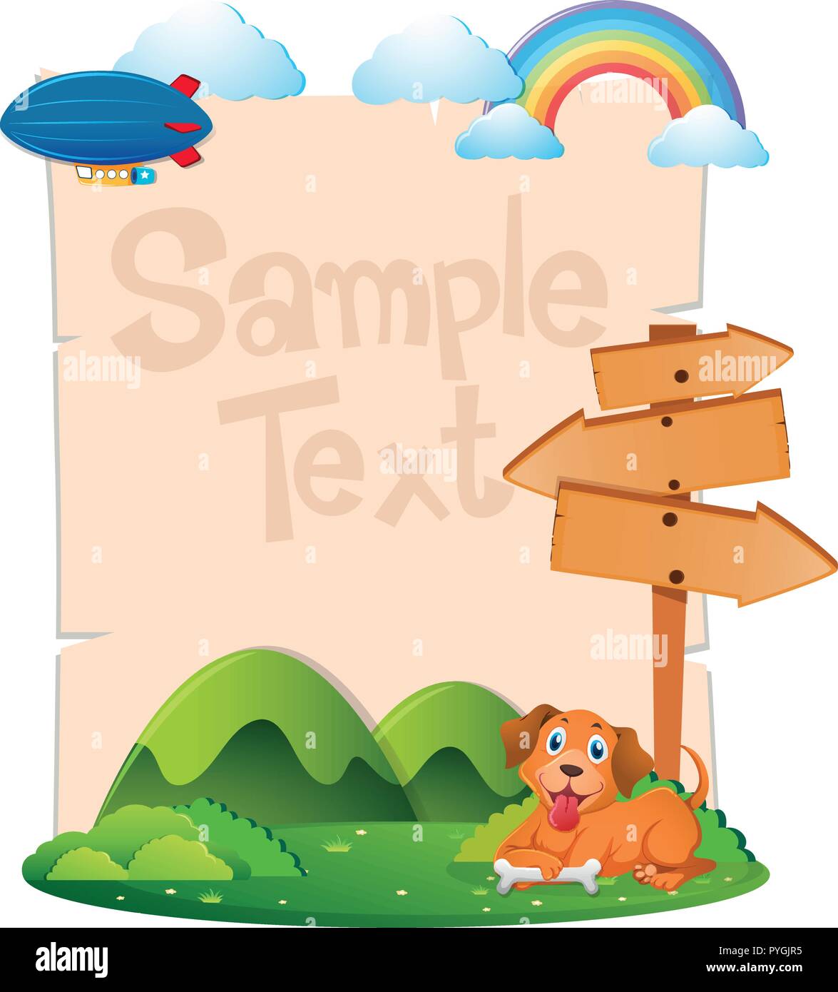 Paper template with dog in park illustration Stock Vector Image & Art ...