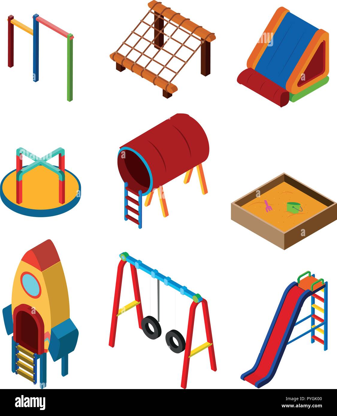 3D design for different play stations in playground illustration Stock Vector