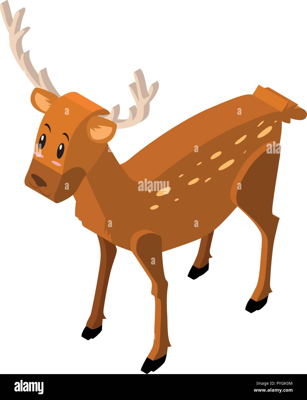 3D design for cute deer illustration Stock Vector