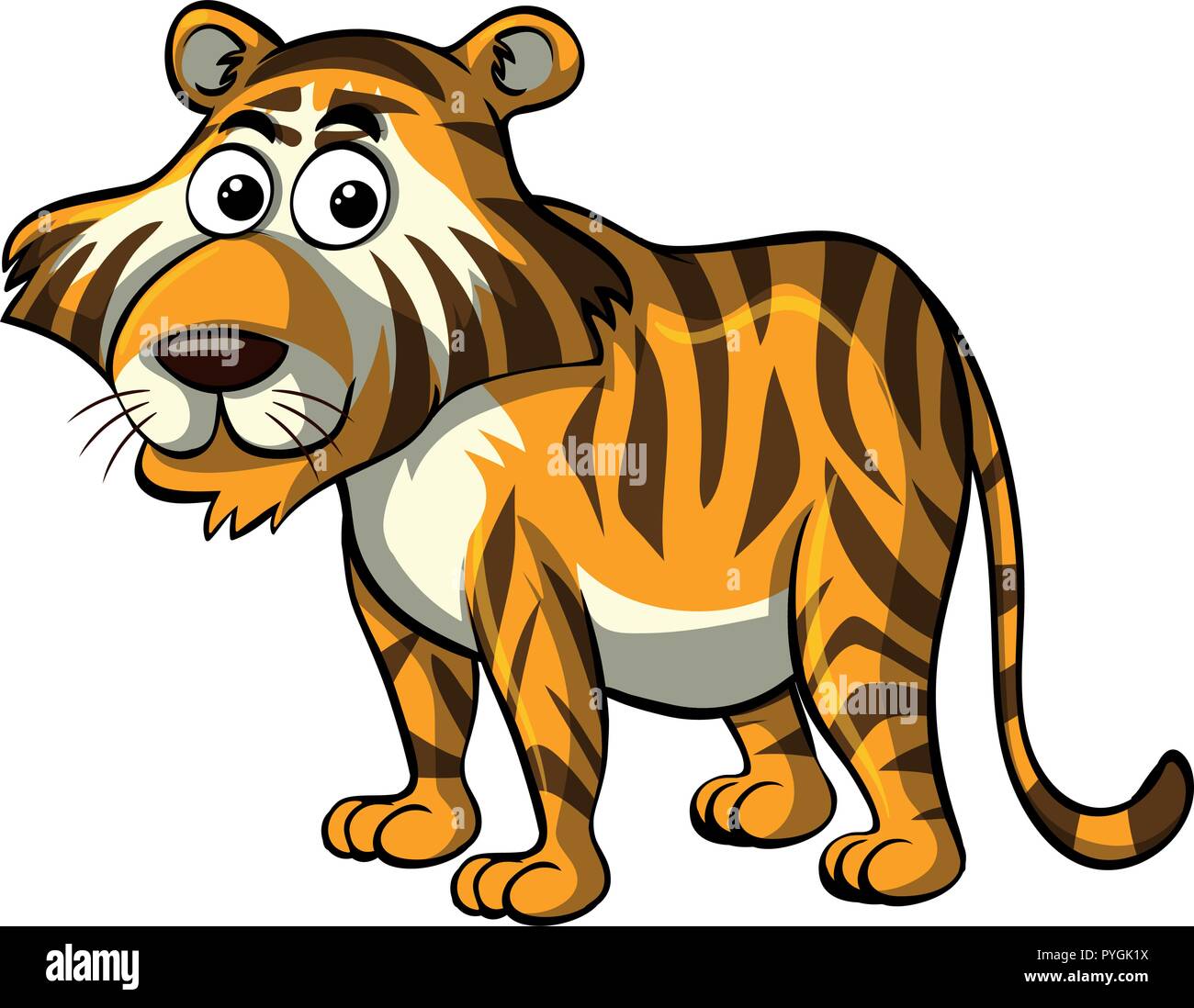 Wild tiger on white background illustration Stock Vector