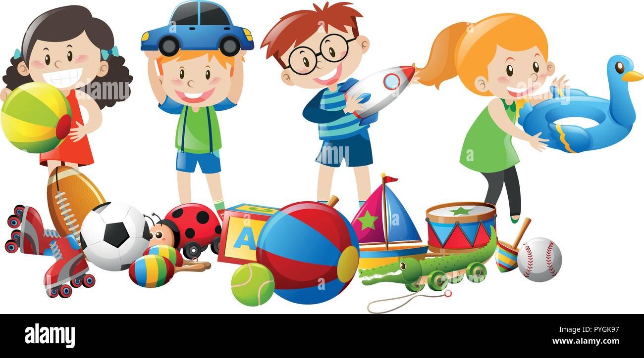 Many Kids Playing With Toys Illustration Stock Vector Image Art Alamy many-kids-playing-with-toys-illustration-stock-vector-image-art-alamy