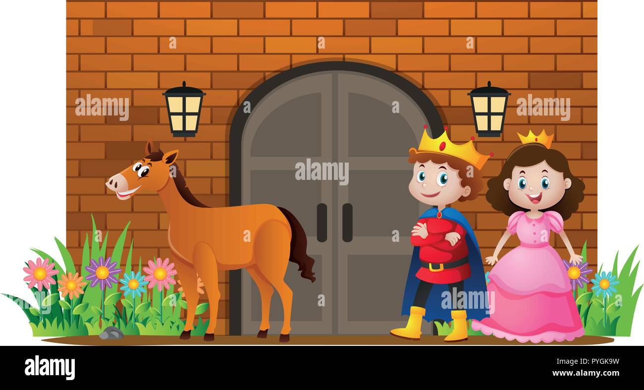 Prince and princess at the castle illustration Stock Vector Image & Art ...