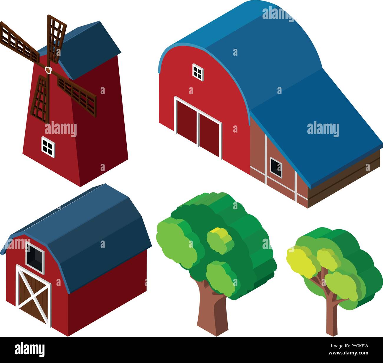 3D design for barns and windmill illustration Stock Vector Image & Art ...