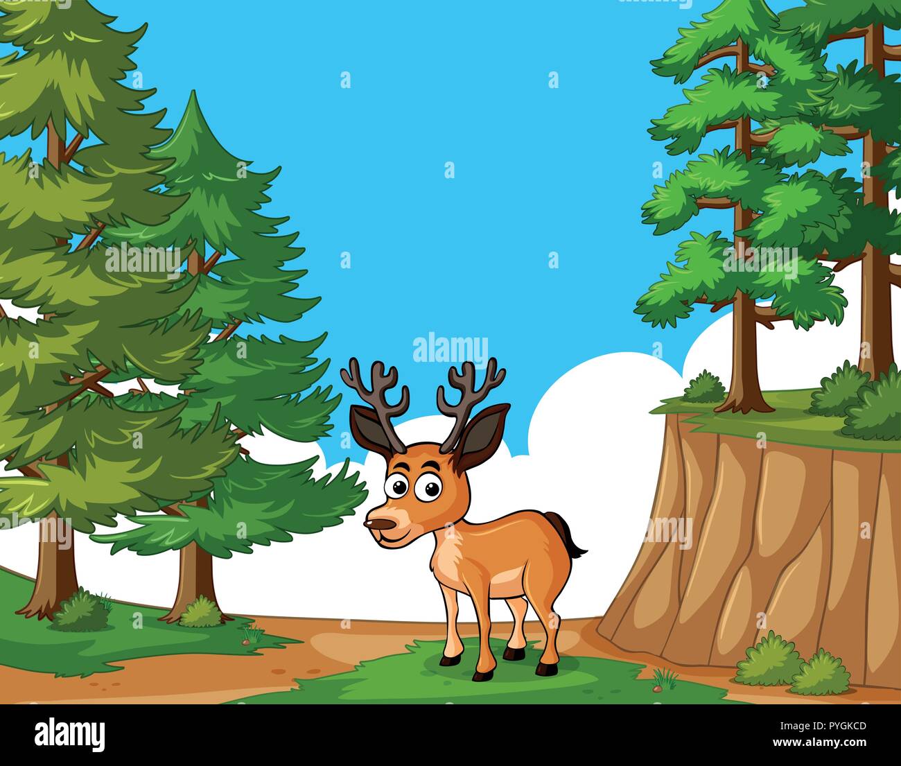 Deer in the forest illustration Stock Vector Image & Art - Alamy