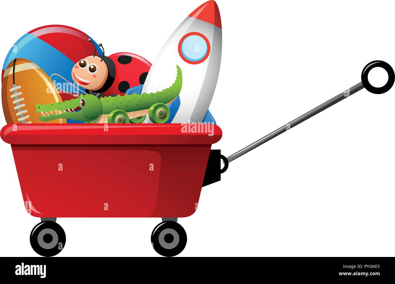 Toys in red wagon illustration Stock Vector Image & Art Alamy