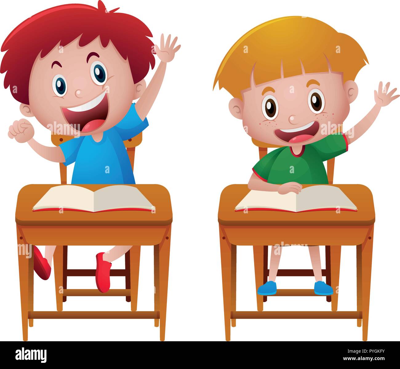 Two boys in classroom illustration Stock Vector Image & Art - Alamy