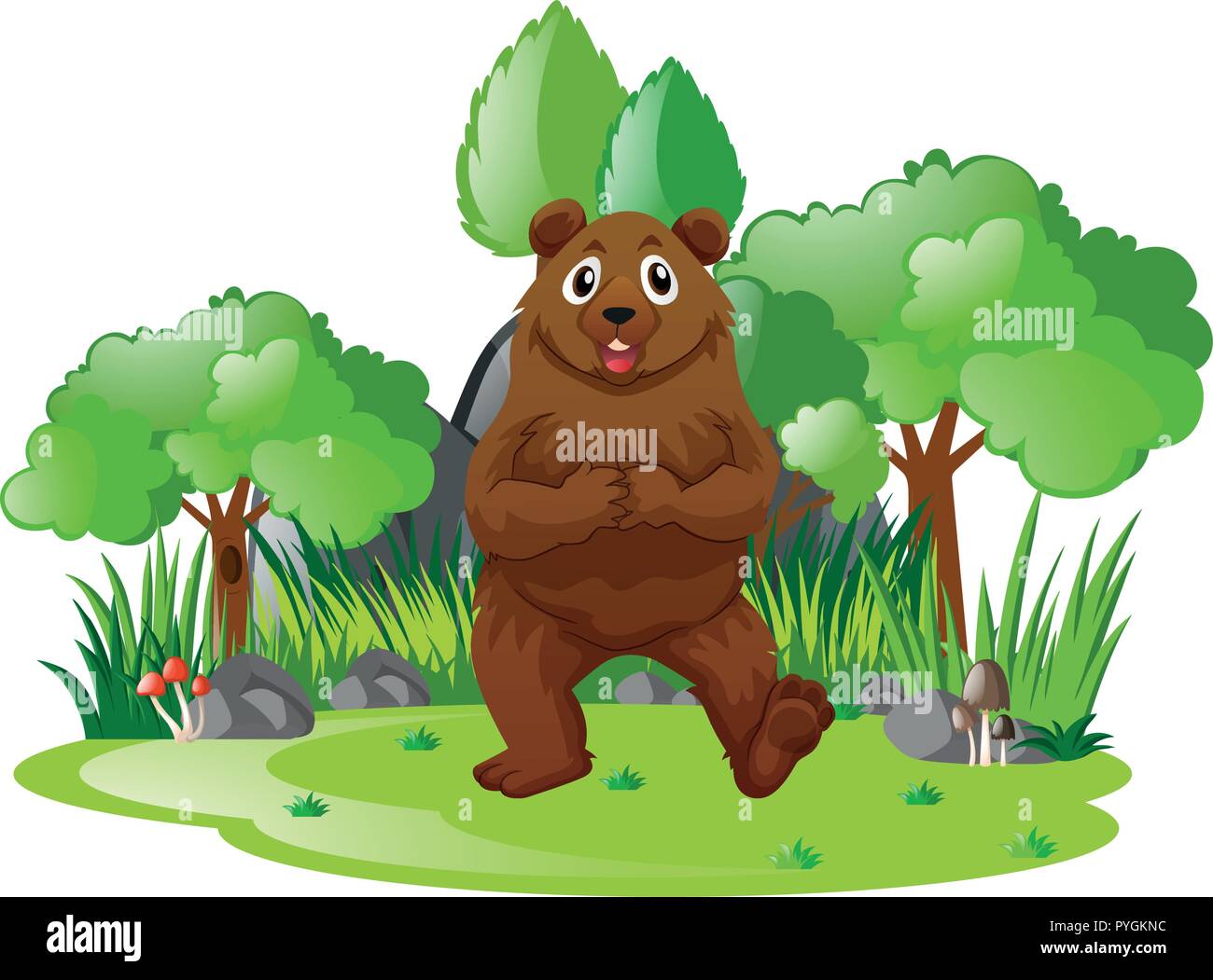 Brown bear in the forest illustration Stock Vector Image & Art - Alamy