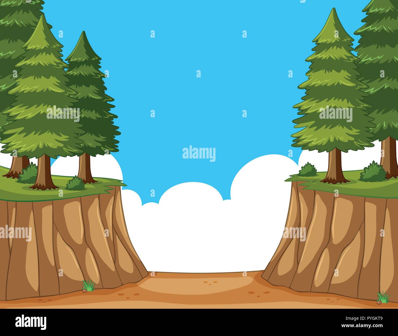 Scene with pine trees on the cliff illustration Stock Vector Image ...