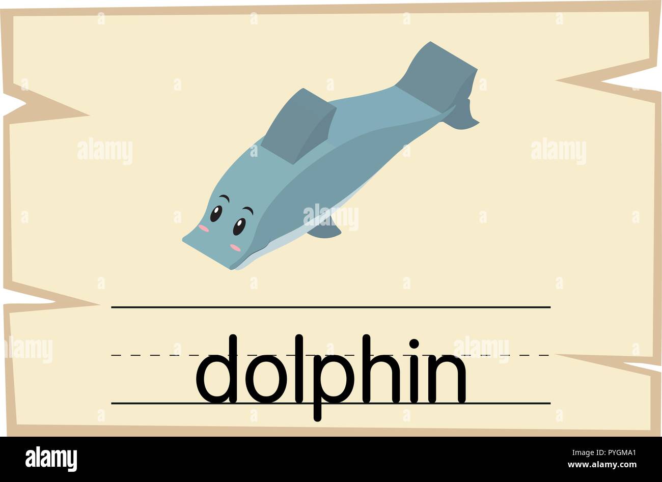 Wordcard template for word dolphin illustration Stock Vector Image