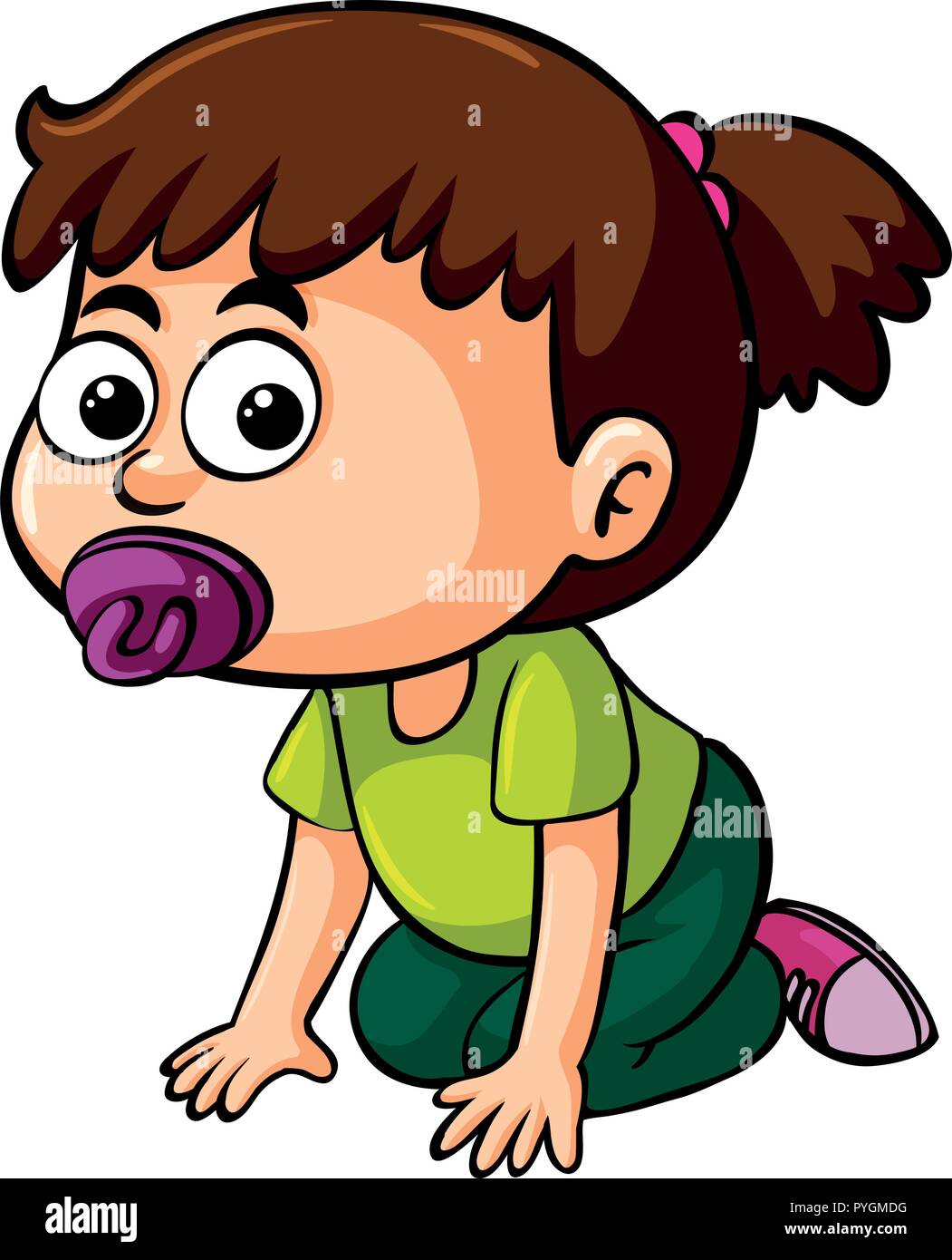 Girl toddler with pacifier illustration Stock Vector