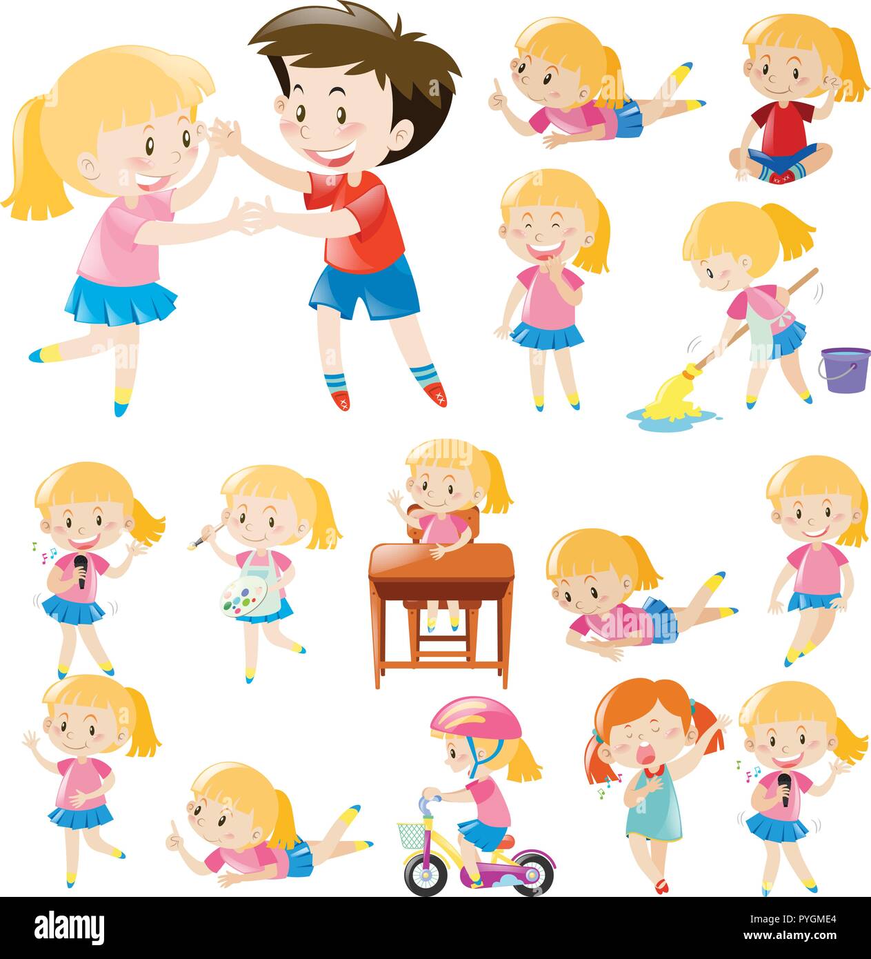 Kids Doing Different Activities Illustration Stock Vector Image And Art