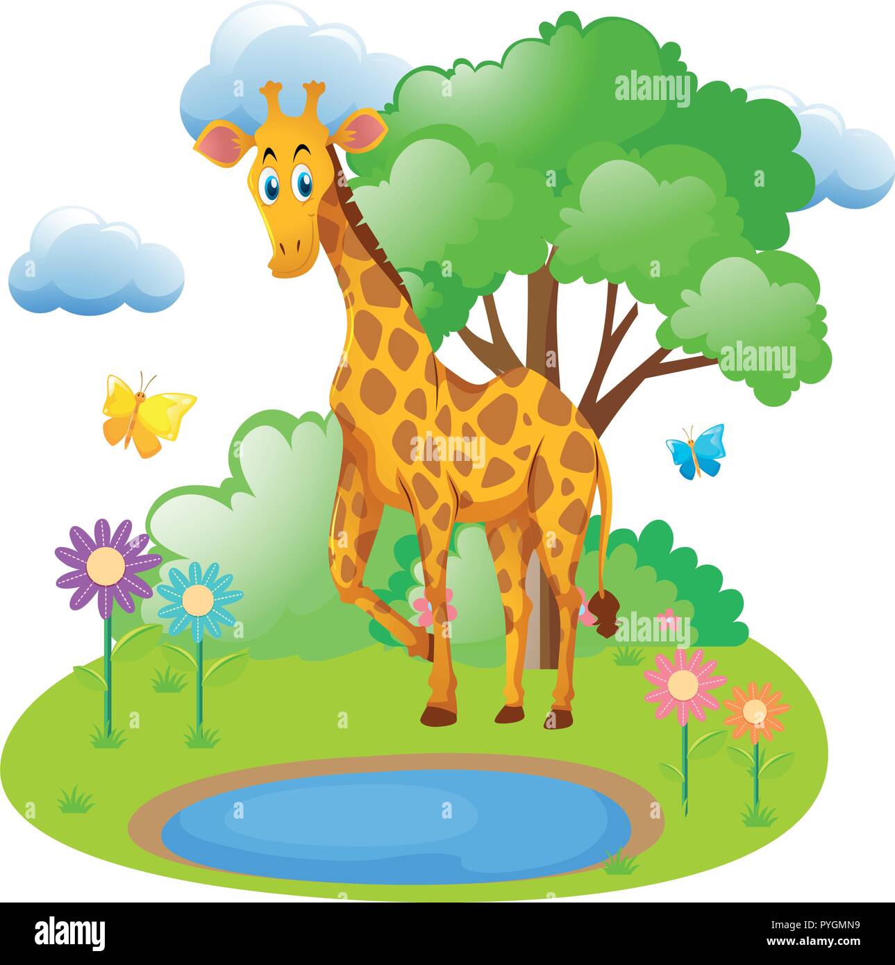 Giraffe living in the forest illustration Stock Vector Image & Art - Alamy