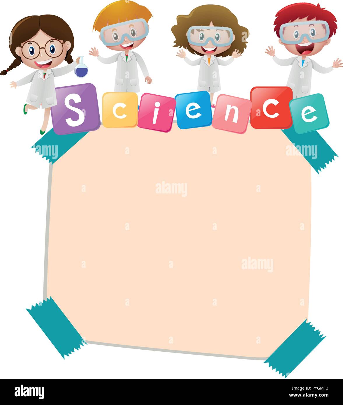 Paper template with kids and science illustration Stock Vector Image ...