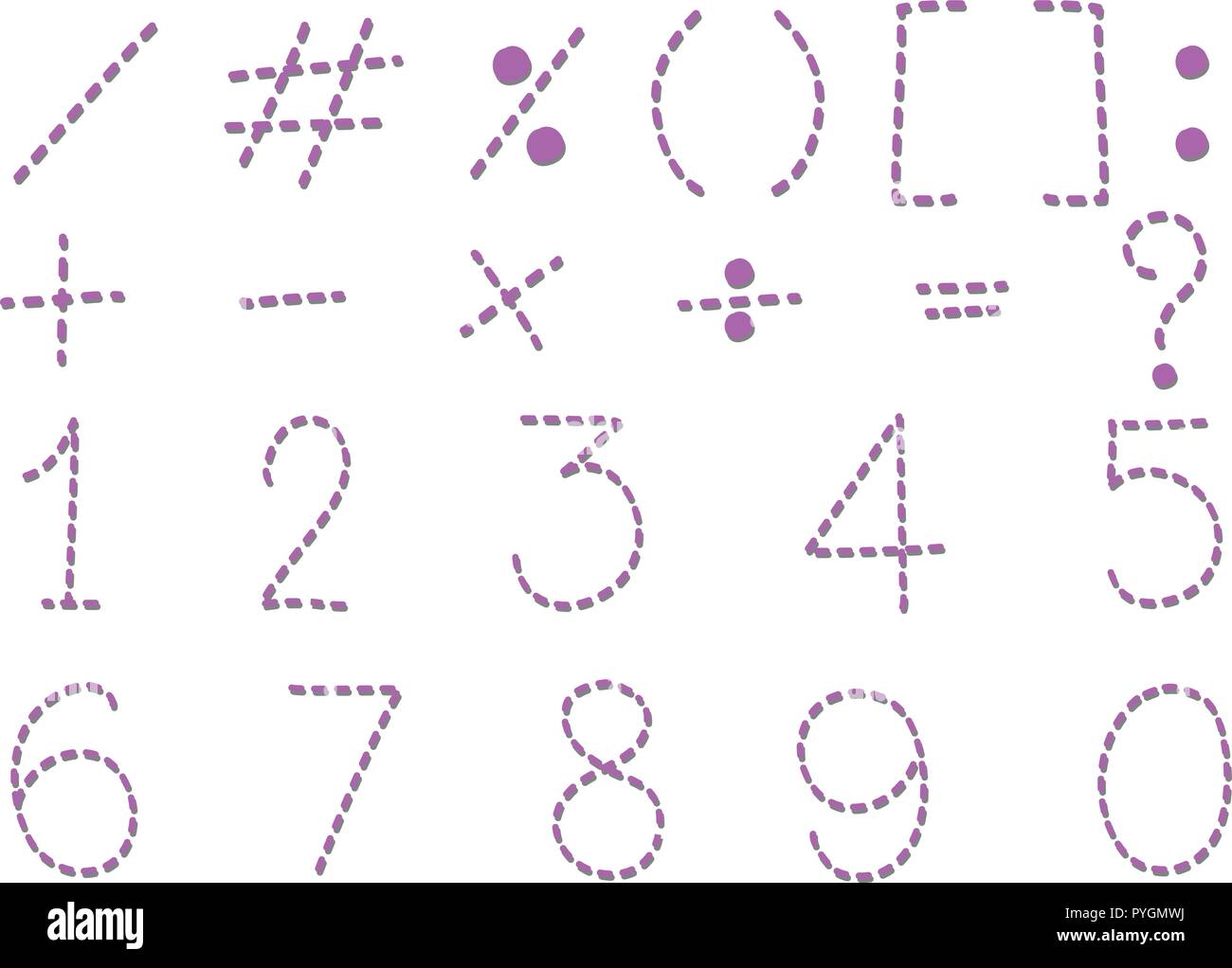 Numbers and signs in dashlines illustration Stock Vector Image & Art