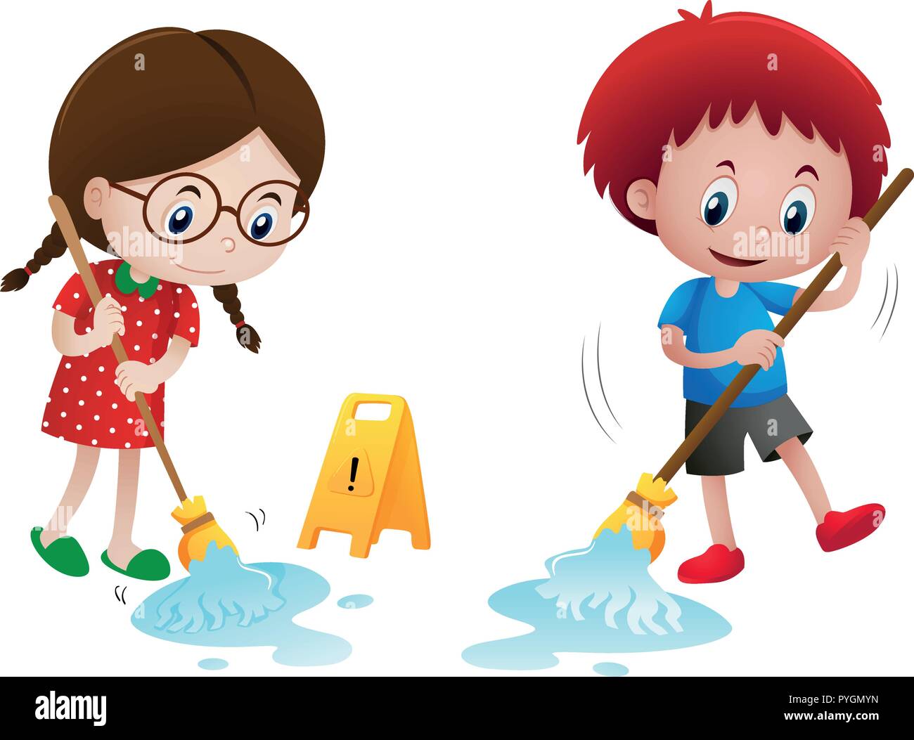 Mopping floor child Cut Out Stock Images & Pictures - Alamy