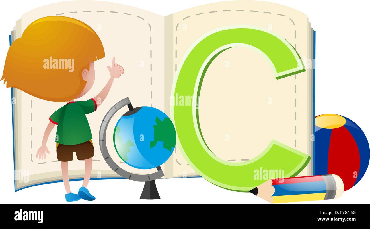 Letter C and little boy illustration Stock Vector Image & Art - Alamy