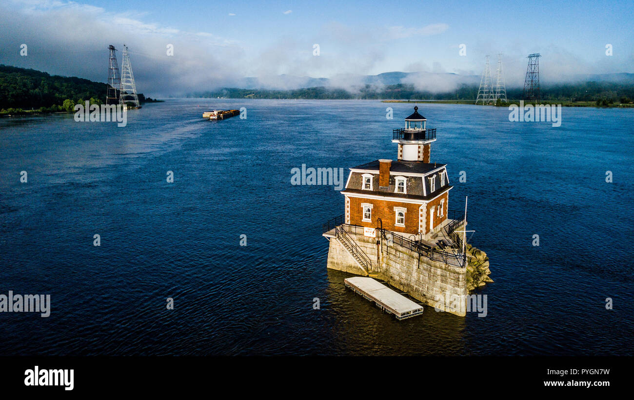 Hudson Athens Lighthouse, Hudson River, New York, USA Stock Photo