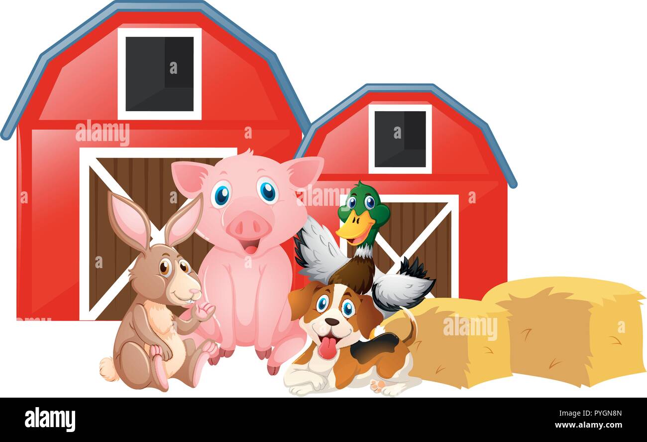 Farm animals in the farm illustration Stock Vector Image & Art - Alamy