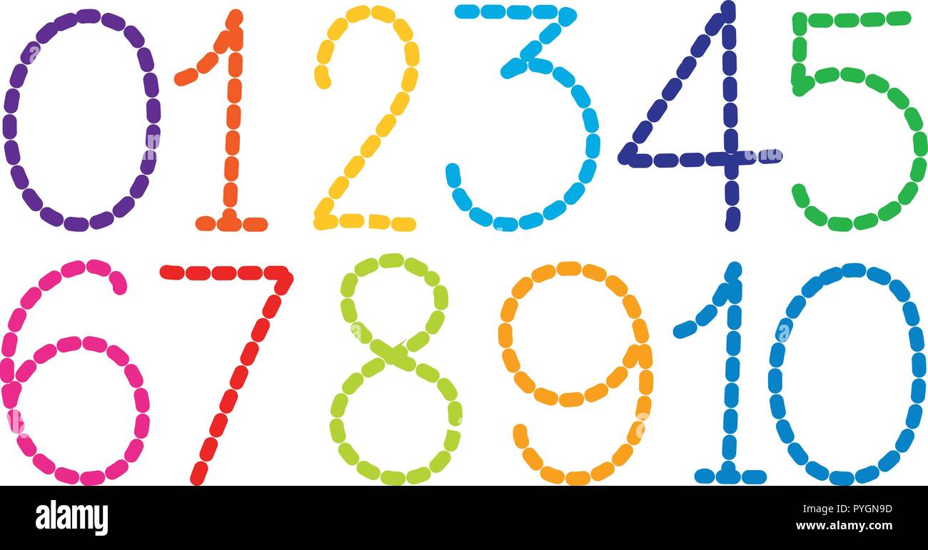 Numbers Coloring Font Font design for numbers illustration Stock Vector Image & Art - Alamy