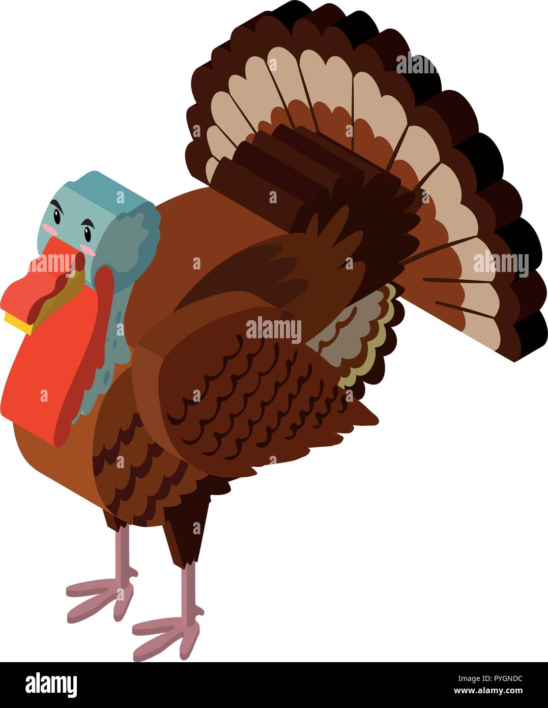 3D design for big turkey illustration Stock Vector