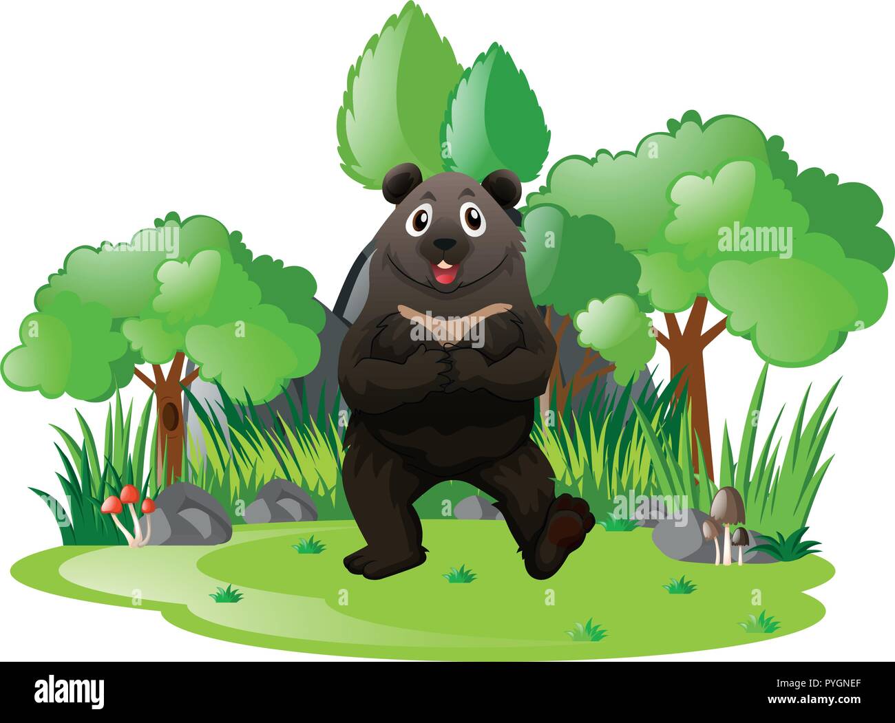 Grizzly bear in the forest illustration Stock Vector Image & Art - Alamy