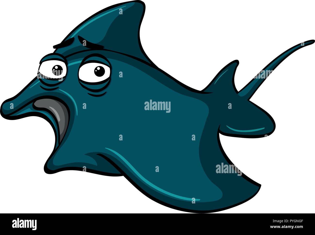 Blue stingray on white background illustration Stock Vector