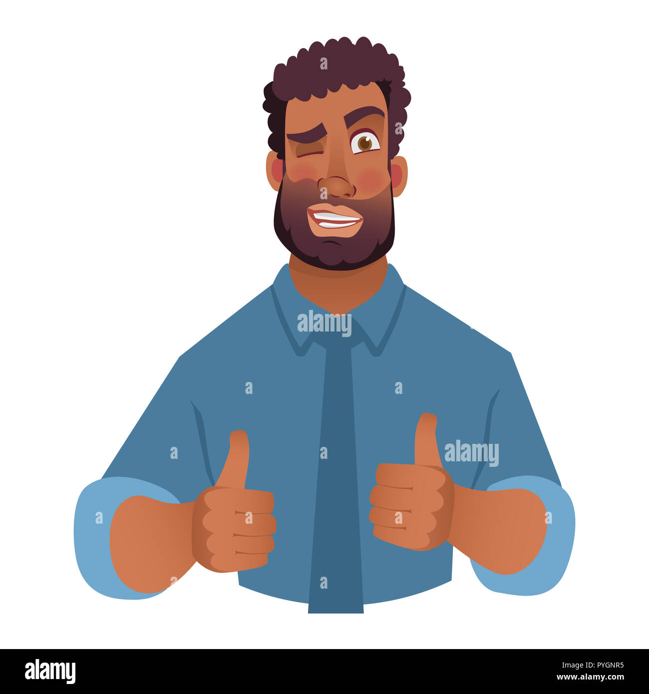 African man showing thumbs up. Flat illustration Stock Photo
