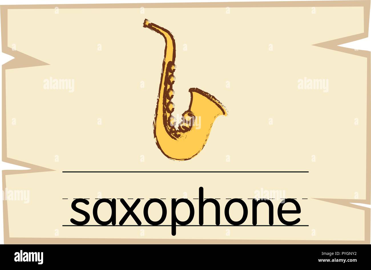 Wordcard template for word saxophone illustration Stock Vector Image