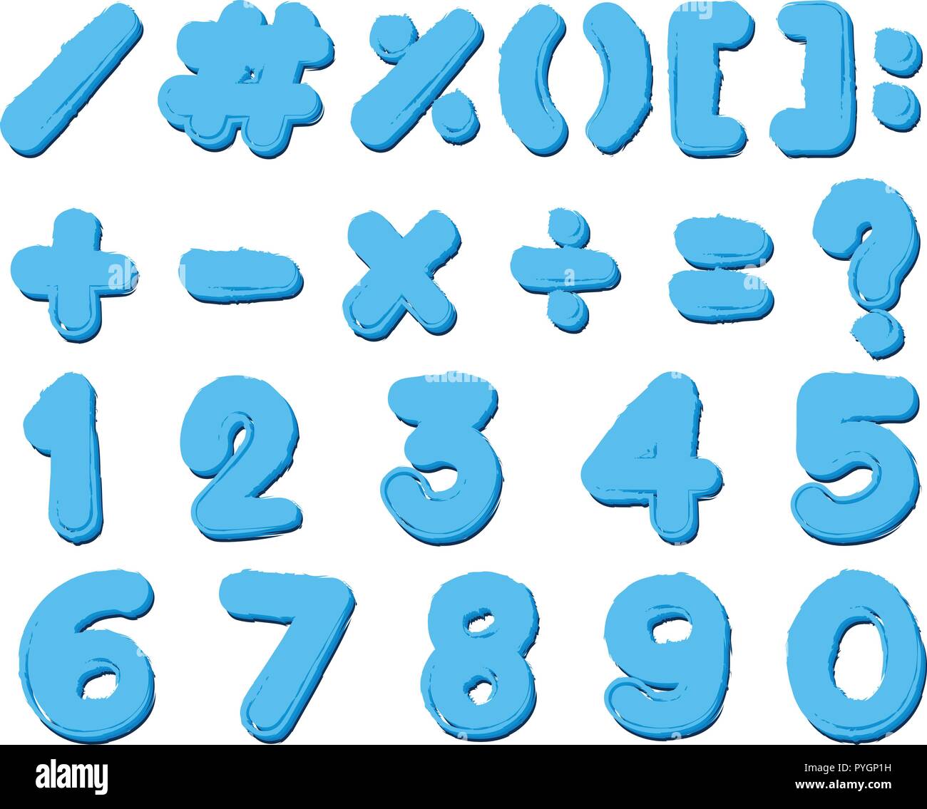 Font design for numbers and signs in blue illustration Stock Vector ...