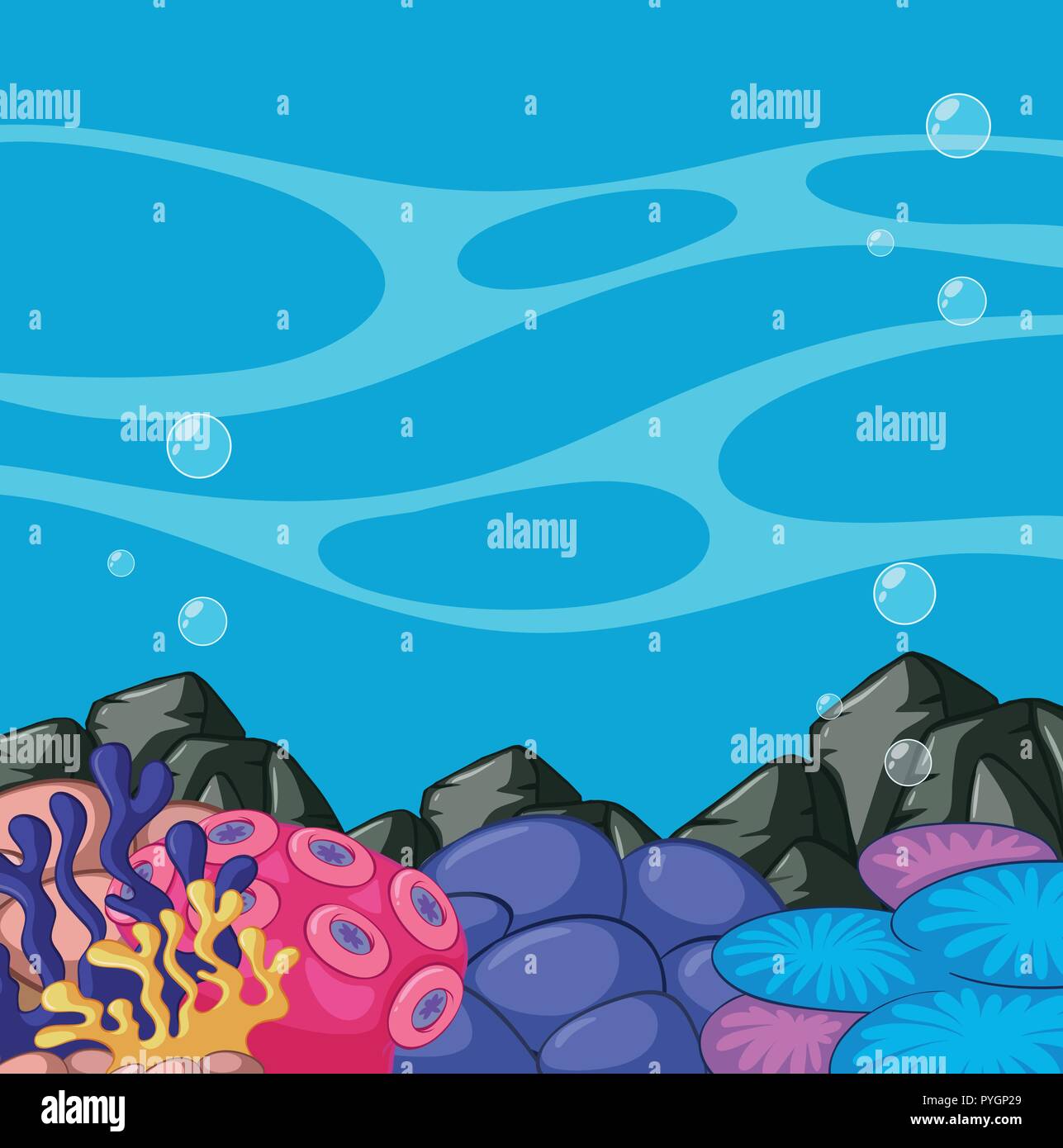 Background template with underwater scene illustration Stock Vector ...