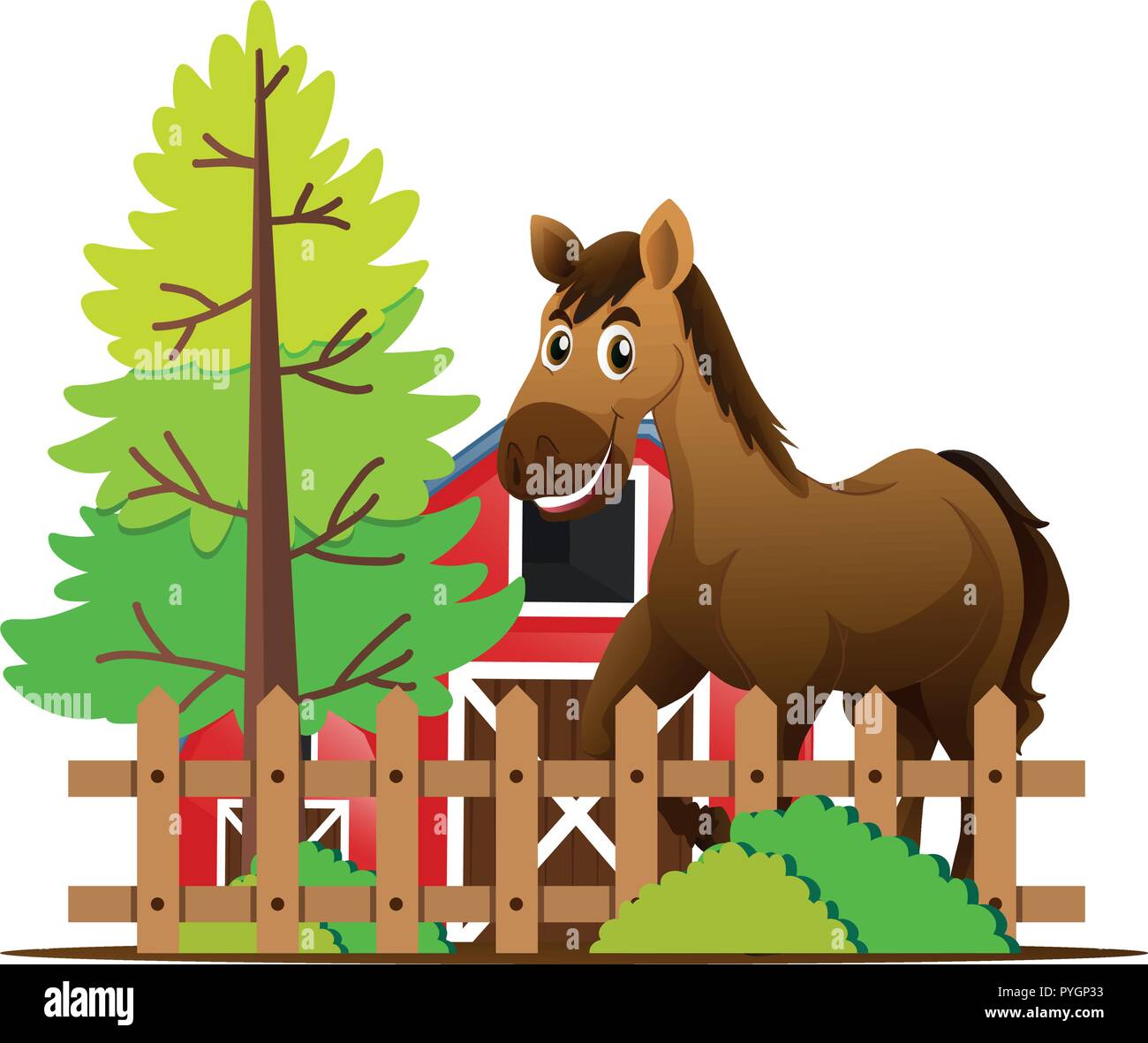 Brown horse in the farm illustration Stock Vector Image & Art - Alamy