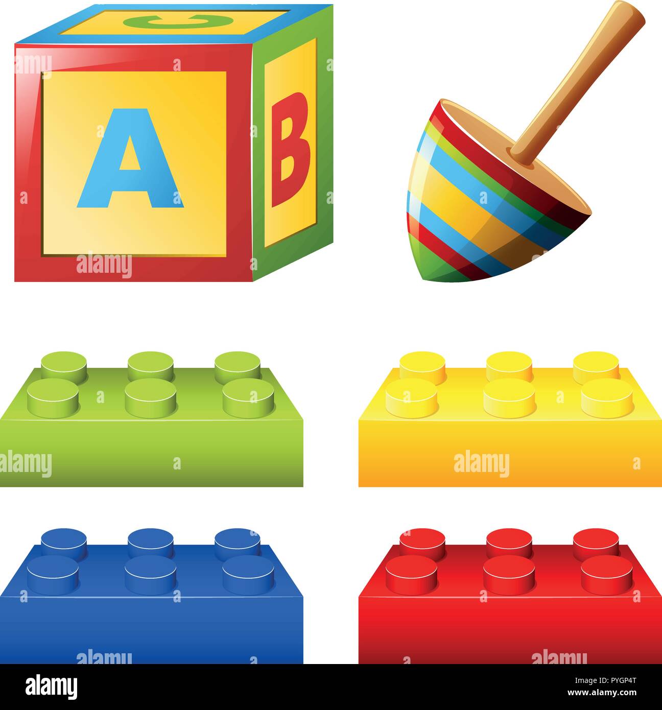 Alphabet block and colorful bricks illustration Stock Vector