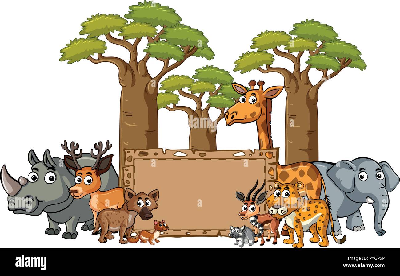 Banner template with wild animals illustration Stock Vector Image & Art ...