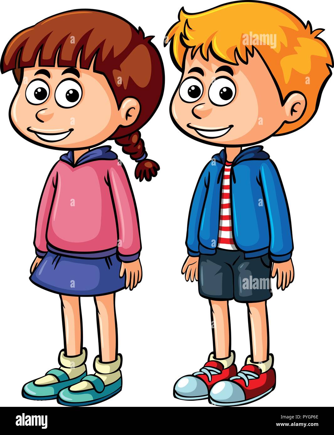 Boy and girl with happy face illustration Stock Vector Image & Art - Alamy