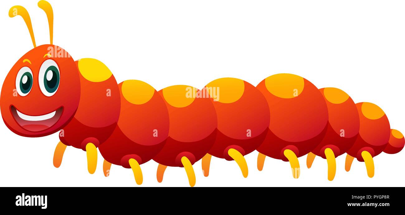 Red caterpillar with happy face illustration Stock Vector Image & Art