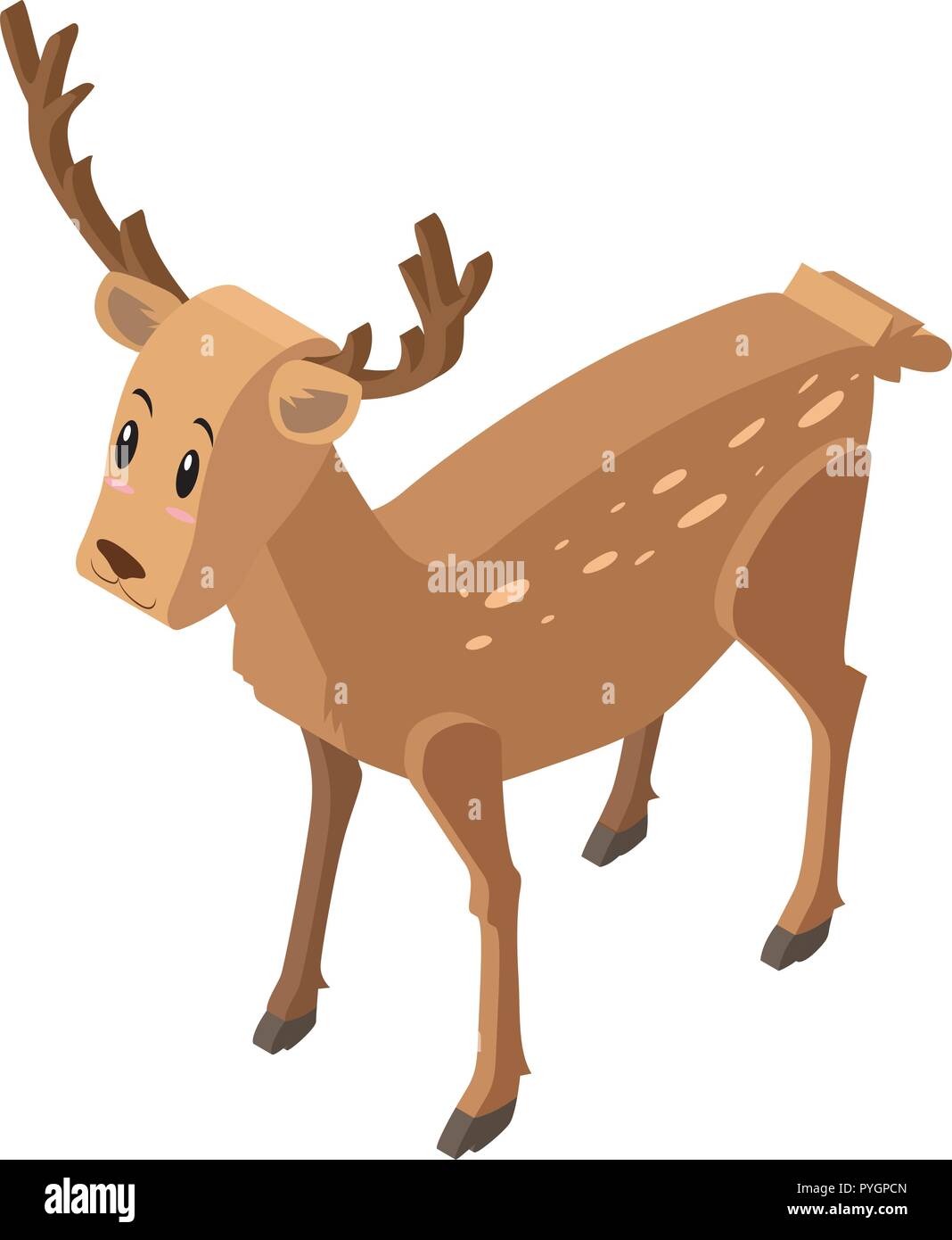 3D design for cute deer illustration Stock Vector